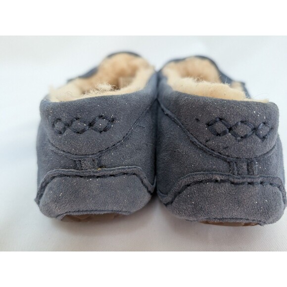 UGG Ansley Moccasin Slippers Blue Fur Lined Slip On Loafers Shoes Womens Size 9 - Picture 5 of 9